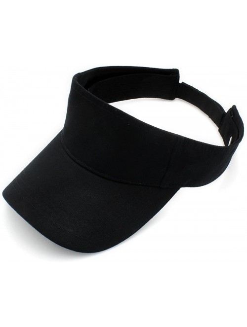 Visors Sun Sports Visor Men Women - 100% Cotton Cap Hat - Black - CY17YT8GMX7 $13.31