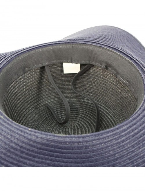 Sun Hats Metal Rivets Hatband Floppy Wide Brim 4" Summer Beach Pool Sun Hat - Navy - CR18D2ZWU6I $18.44