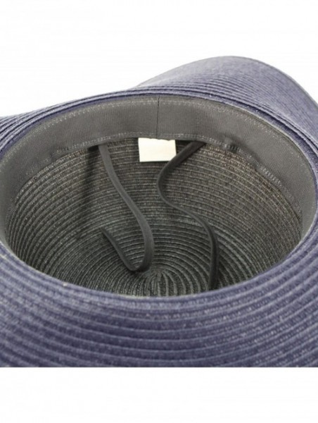 Sun Hats Metal Rivets Hatband Floppy Wide Brim 4" Summer Beach Pool Sun Hat - Navy - CR18D2ZWU6I $18.44