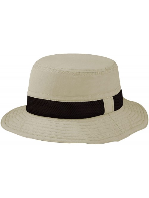 Sun Hats Taslon UV Bucket Hat with Black Hatband - Khaki - CJ11LV4GPYB $20.28