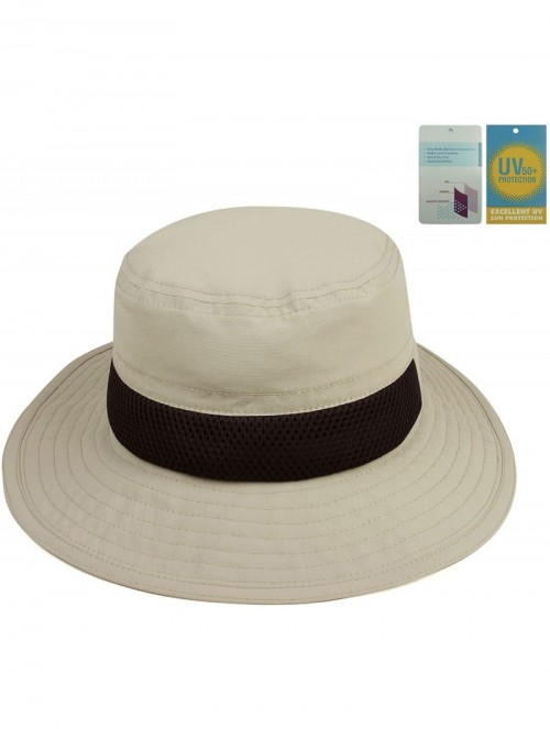 Sun Hats Taslon UV Bucket Hat with Black Hatband - Khaki - CJ11LV4GPYB $20.28