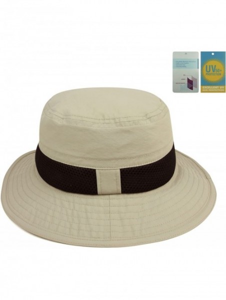 Sun Hats Taslon UV Bucket Hat with Black Hatband - Khaki - CJ11LV4GPYB $20.28