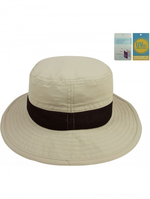 Sun Hats Taslon UV Bucket Hat with Black Hatband - Khaki - CJ11LV4GPYB $20.28