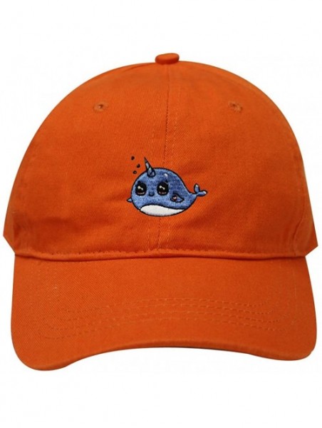 Baseball Caps Whale Unicorn Cotton Baseball Dad Cap - Orange - CA183XEDHYZ $15.46