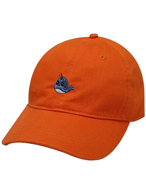 Baseball Caps Whale Unicorn Cotton Baseball Dad Cap - Orange - CA183XEDHYZ $15.46