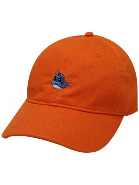 Baseball Caps Whale Unicorn Cotton Baseball Dad Cap - Orange - CA183XEDHYZ $15.46