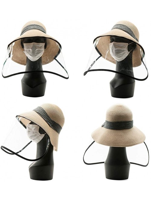 Fedoras Packable Womens Straw Cloche Derby Fedora Summer Wide Brim Sun Hat Floppy Beach 55-60cm - 00758beige - CW199I0OMX3 $2...