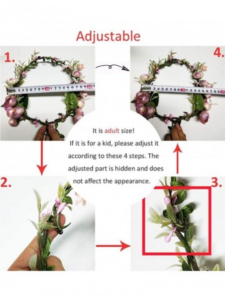 Headbands Adjustable Flower Crown Festivals Headbands Garland Girls Hair Wreath - A1rose - CU18OY7ZZA2 $19.27