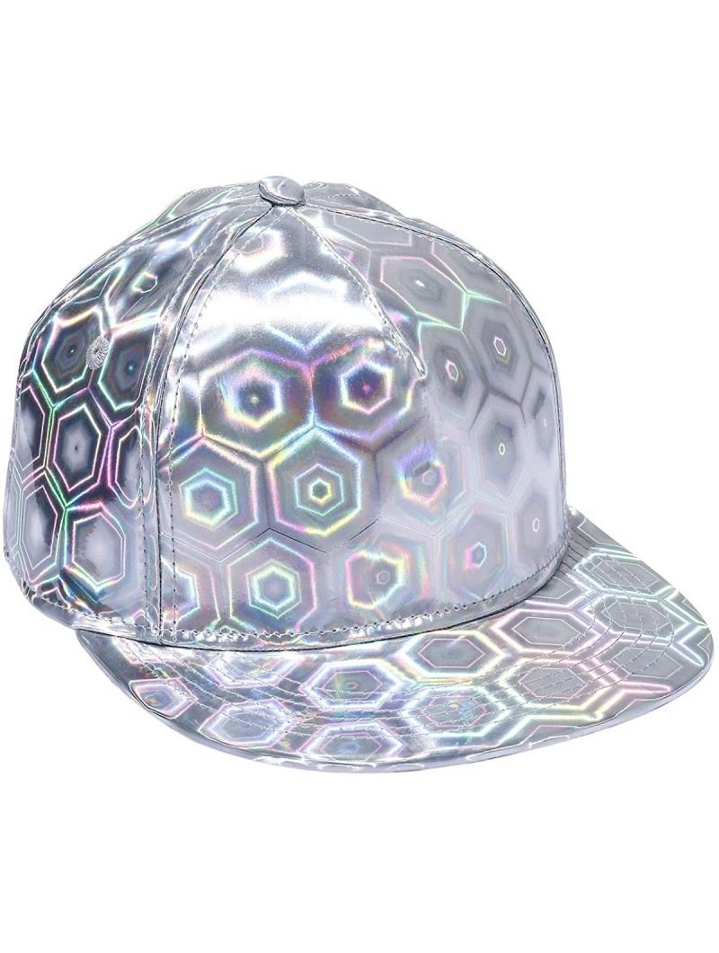 Baseball Caps Unisex Snapback Hats-Adjustable Hip Hop Flat Brim Baseball Cap - 08-silver Rhombus - CT182SWEXHE $19.37