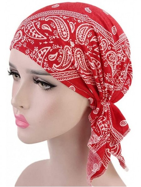 Skullies & Beanies Women Ruffles Floral Print Cancer Chemo Hat Beanie Scarf Turban Head Wrap Cap - A - C718QWN7L2K $10.65