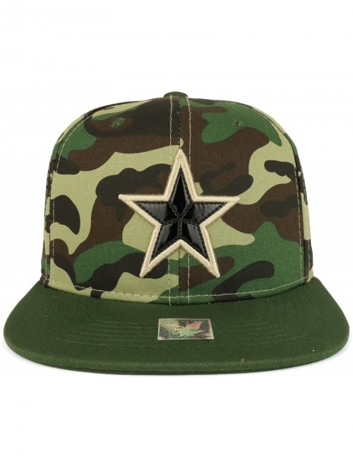 Baseball Caps Texas Lone Star Embroidered Cotton Flatbill Snapback Cap - Military Camo Olive - CD1897Y982Q $19.19