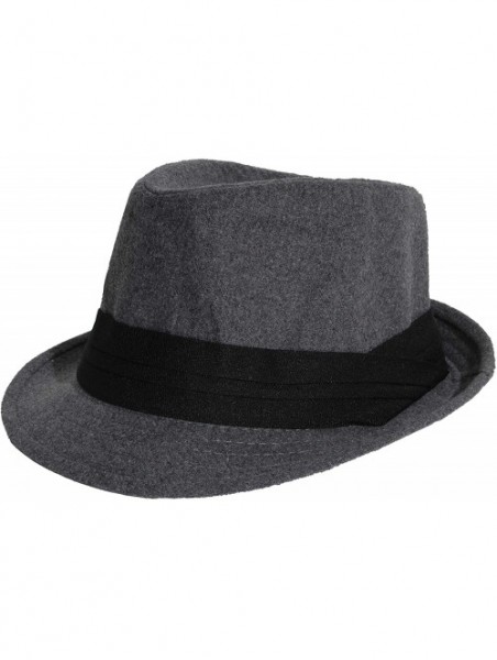 Fedoras Men's Women's Manhattan Structured Gangster Trilby Wool Fedora Hat Classic Timeless Light Weight - Grey - C318OSUSCO3...