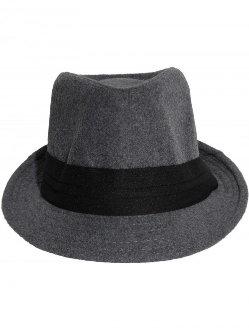 Fedoras Men's Women's Manhattan Structured Gangster Trilby Wool Fedora Hat Classic Timeless Light Weight - Grey - C318OSUSCO3...