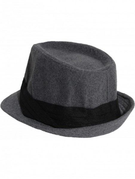 Fedoras Men's Women's Manhattan Structured Gangster Trilby Wool Fedora Hat Classic Timeless Light Weight - Grey - C318OSUSCO3...