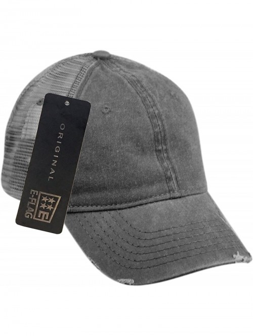 Baseball Caps Low Profile Unstructured HAT Twill Distressed MESH Trucker CAPS - Dk Gray - C112NZ69P7B $17.14