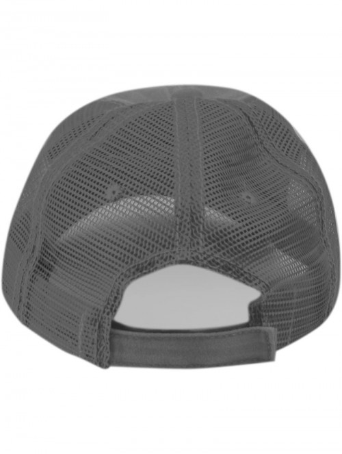 Baseball Caps Low Profile Unstructured HAT Twill Distressed MESH Trucker CAPS - Dk Gray - C112NZ69P7B $17.14