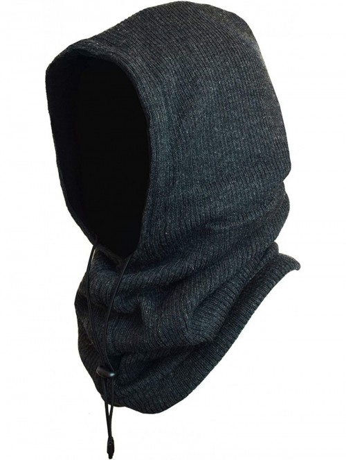 Balaclavas 4 in 1 Full Face Hood for Adults- Fleece Balaclava- Ski Mask Hoodie- Face Fleece Mask - Charcoal Ribbed Knit - C81...