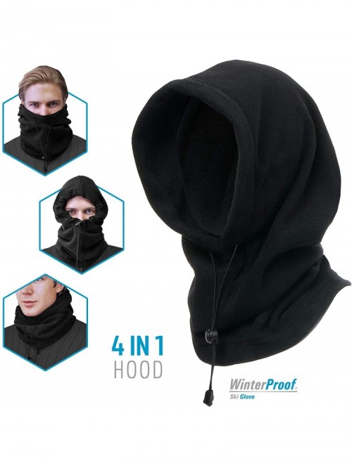 Balaclavas 4 in 1 Full Face Hood for Adults- Fleece Balaclava- Ski Mask Hoodie- Face Fleece Mask - Charcoal Ribbed Knit - C81...