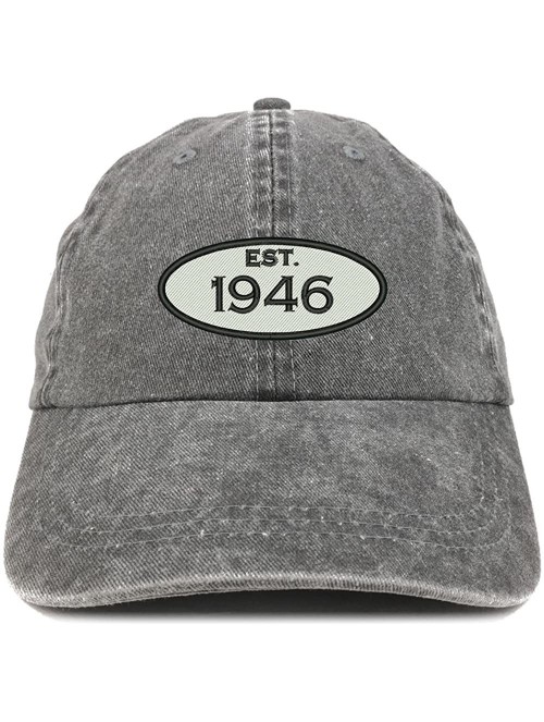 Baseball Caps Established 1946 Embroidered 74th Birthday Gift Pigment Dyed Washed Cotton Cap - Black - C2180N9RKMD $18.53