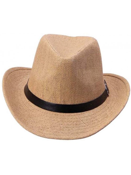 Cowboy Hats Men's Summer Straw Hat Cowboy Hat - Light Coffee - CJ122L2OHP5 $12.05