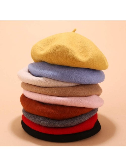 Berets 3 Pieces French Beret Hat Solid Color Wool Artist Beret Hats for Women Girls Lady - Set-2 - CD196IA27Y6 $17.33