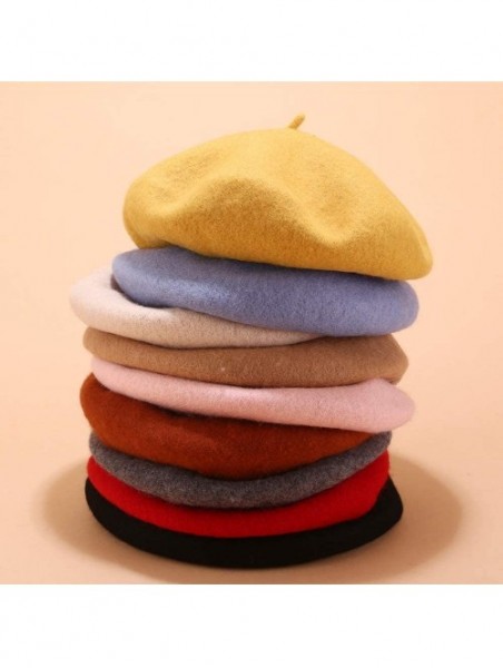 Berets 3 Pieces French Beret Hat Solid Color Wool Artist Beret Hats for Women Girls Lady - Set-2 - CD196IA27Y6 $17.33