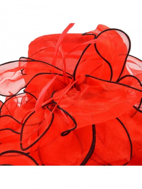 Sun Hats Womens Kentucky Derby Church Dress Fascinator Tea Party Wedding Hats S056 - Red - CI180ONHTZT $35.54