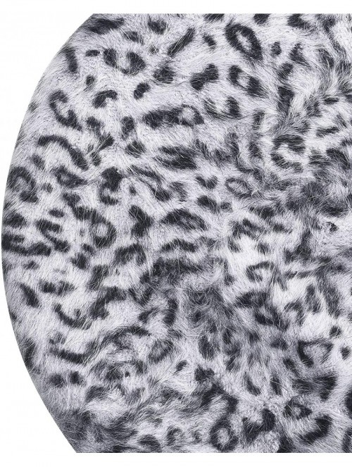 Berets Womens Warm French Beret Hat Leopard Print Beret Cap - Gray - CN11PWM6IIB $22.78