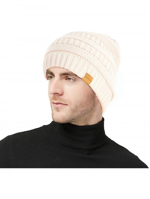 Skullies & Beanies Knit Hat Scarf Set - Merino Wool Winter Warm Beanie Circle Loop Scarves - Hat - Apricot - CP18II32WQI $18.55