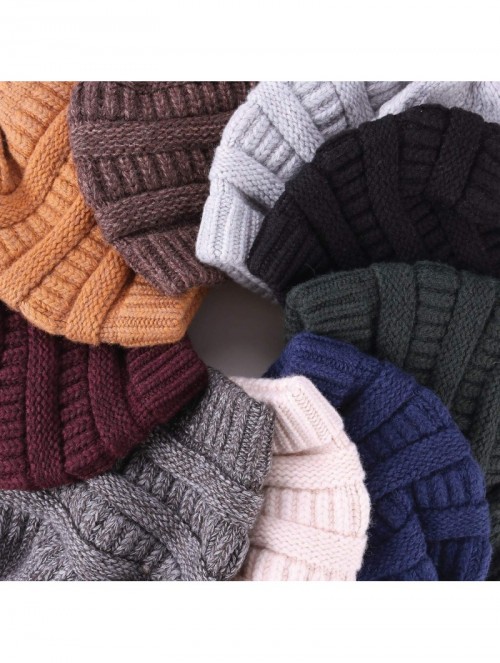 Skullies & Beanies Knit Hat Scarf Set - Merino Wool Winter Warm Beanie Circle Loop Scarves - Hat - Apricot - CP18II32WQI $18.55