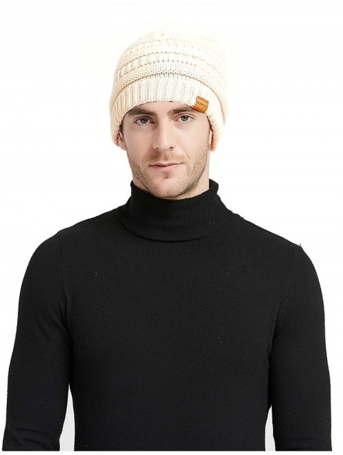 Skullies & Beanies Knit Hat Scarf Set - Merino Wool Winter Warm Beanie Circle Loop Scarves - Hat - Apricot - CP18II32WQI $18.55