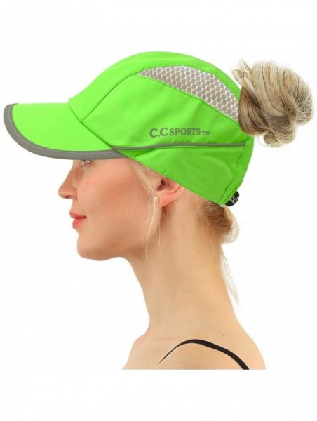 Baseball Caps Sports Active Ponytail Messy Buns Ponycaps Baseball Visor Cap Dad Hat - Neon Lime/White - C41959QEI5Q $15.10