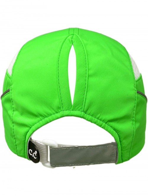 Baseball Caps Sports Active Ponytail Messy Buns Ponycaps Baseball Visor Cap Dad Hat - Neon Lime/White - C41959QEI5Q $15.10