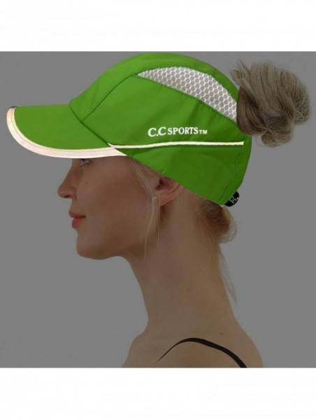 Baseball Caps Sports Active Ponytail Messy Buns Ponycaps Baseball Visor Cap Dad Hat - Neon Lime/White - C41959QEI5Q $15.10