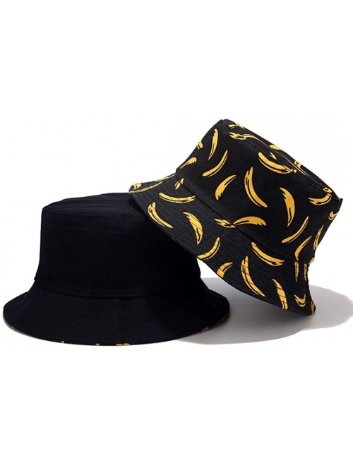 Bucket Hats Banana Print Bucket Hat Fruit Pattern Fisherman Hats Summer Reversible Packable Cap - Banana Black - CU194903E84 ...