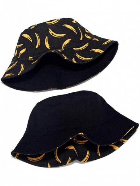 Bucket Hats Banana Print Bucket Hat Fruit Pattern Fisherman Hats Summer Reversible Packable Cap - Banana Black - CU194903E84 ...