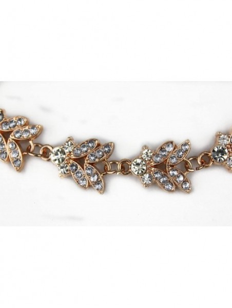 Headbands Women Rose Gold Leaves Headpiece Rhinestone Elastic Band Head Wedding Jewelry(D916) - C7187ONGLIG $28.23