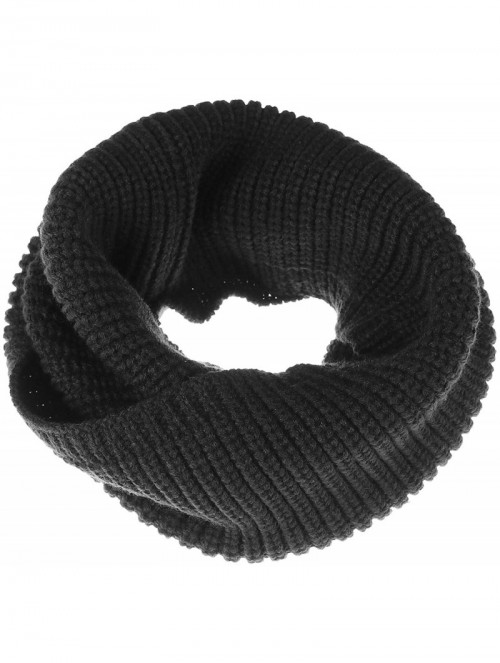 Skullies & Beanies Winter Cable Knit Beanie Hat and Infinity Scarf Set-Men&Women Warm Skull Cap - Black(beanie&scarf Set) - C...