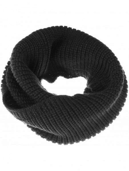 Skullies & Beanies Winter Cable Knit Beanie Hat and Infinity Scarf Set-Men&Women Warm Skull Cap - Black(beanie&scarf Set) - C...