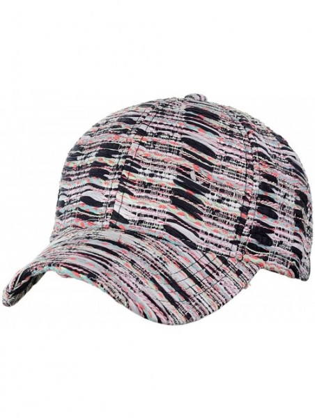 Baseball Caps Silver Metallic Multicolor Weaved Adjustable Precurved Baseball Cap Hat - Black - C317YC602OT $17.07