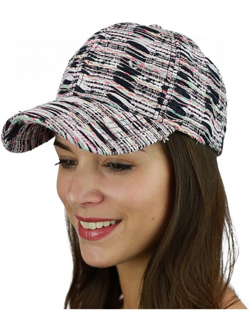 Baseball Caps Silver Metallic Multicolor Weaved Adjustable Precurved Baseball Cap Hat - Black - C317YC602OT $17.07