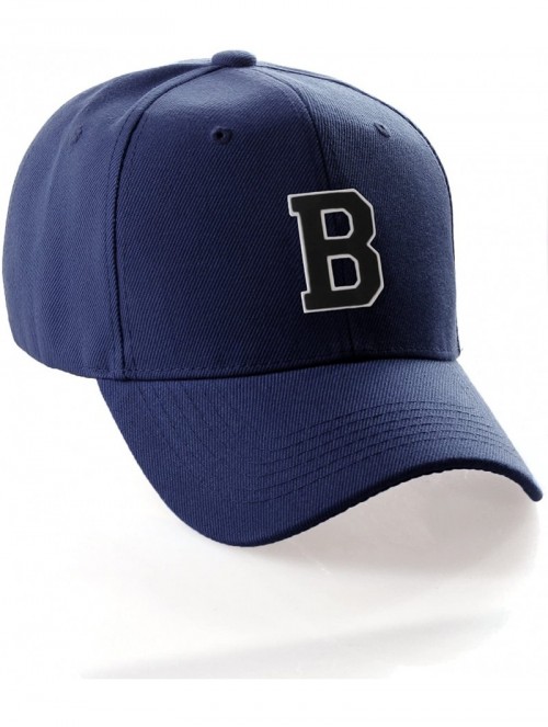 Baseball Caps Classic Baseball Hat Custom A to Z Initial Team Letter- Navy Cap White Black - Letter B - CS18IDRUE95 $14.31