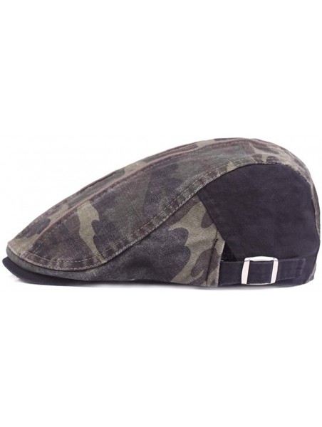 Newsboy Caps Cotton Newsboy Beret Flat Cap Ivy Gatsby Cabbie Driving Hat Camouflage - Black - CQ18N6HMCAH $12.70