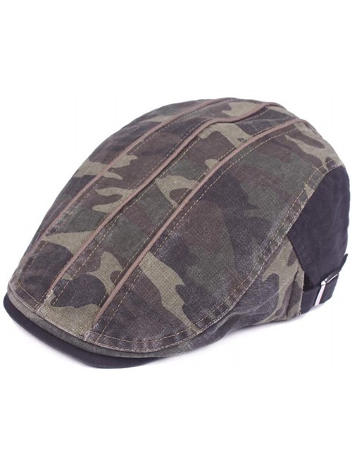 Newsboy Caps Cotton Newsboy Beret Flat Cap Ivy Gatsby Cabbie Driving Hat Camouflage - Black - CQ18N6HMCAH $12.70