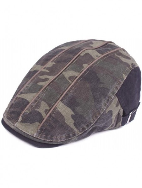 Newsboy Caps Cotton Newsboy Beret Flat Cap Ivy Gatsby Cabbie Driving Hat Camouflage - Black - CQ18N6HMCAH $12.70