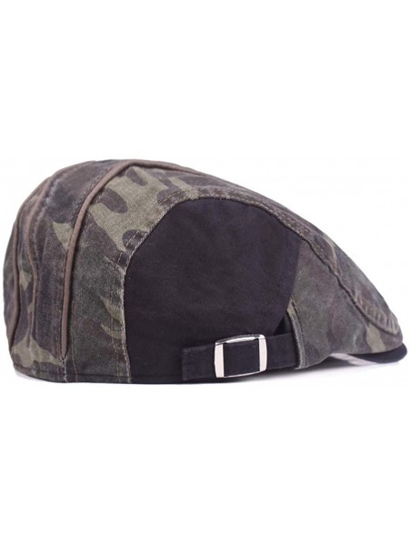 Newsboy Caps Cotton Newsboy Beret Flat Cap Ivy Gatsby Cabbie Driving Hat Camouflage - Black - CQ18N6HMCAH $12.70