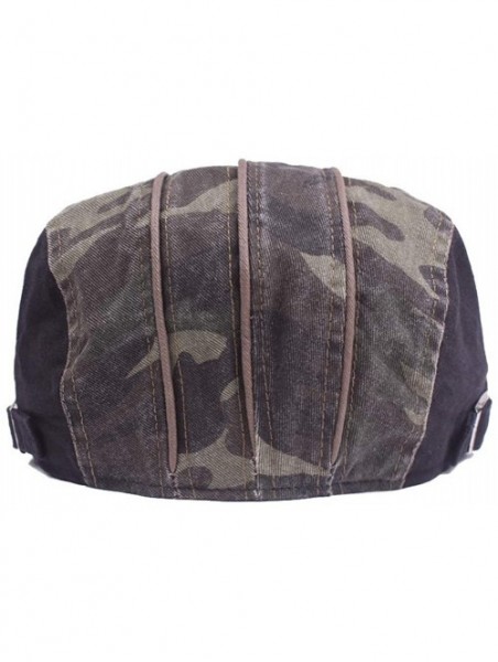 Newsboy Caps Cotton Newsboy Beret Flat Cap Ivy Gatsby Cabbie Driving Hat Camouflage - Black - CQ18N6HMCAH $12.70