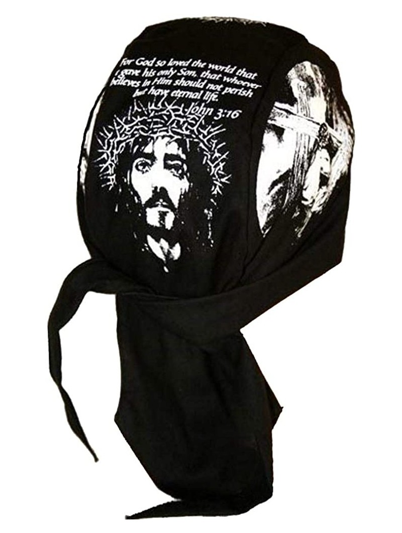 Skullies & Beanies Mens Cloth Head Wrap Cotton Sweat Band One Size - John 3-16 - C012ELHLAR5 $15.37