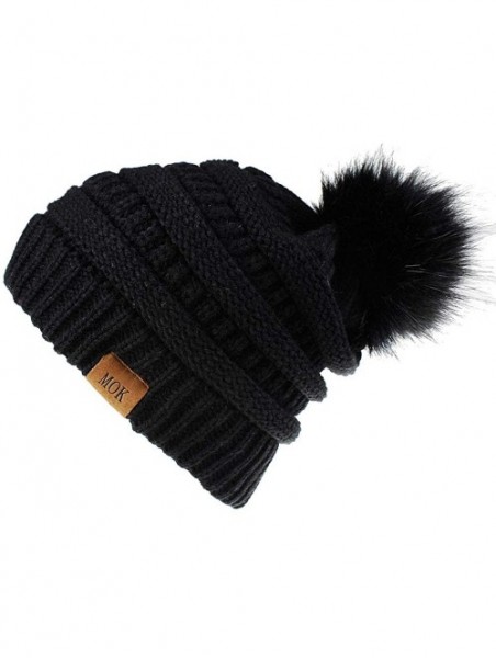 Skullies & Beanies Winter Beanie Hat Scarf Set Touch Screen Glove Warm Slouchy Pom Knit Skull Cap - Black-1 - CO192O9DUK7 $14.68