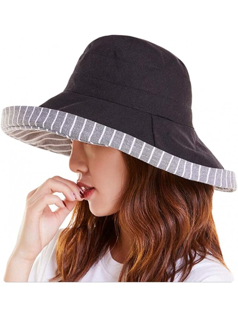 Skullies & Beanies Cotton Linen Revisible Summer Bucket Hats UPF 50+ Packable Sun Travel Hat - D - CM18GAZEG49 $18.05